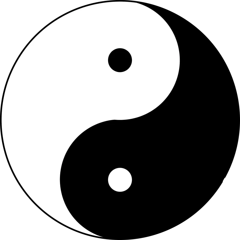 symbole du yin et du yang, côté sombre, côté lumière, recherche de l'équilibre parfait